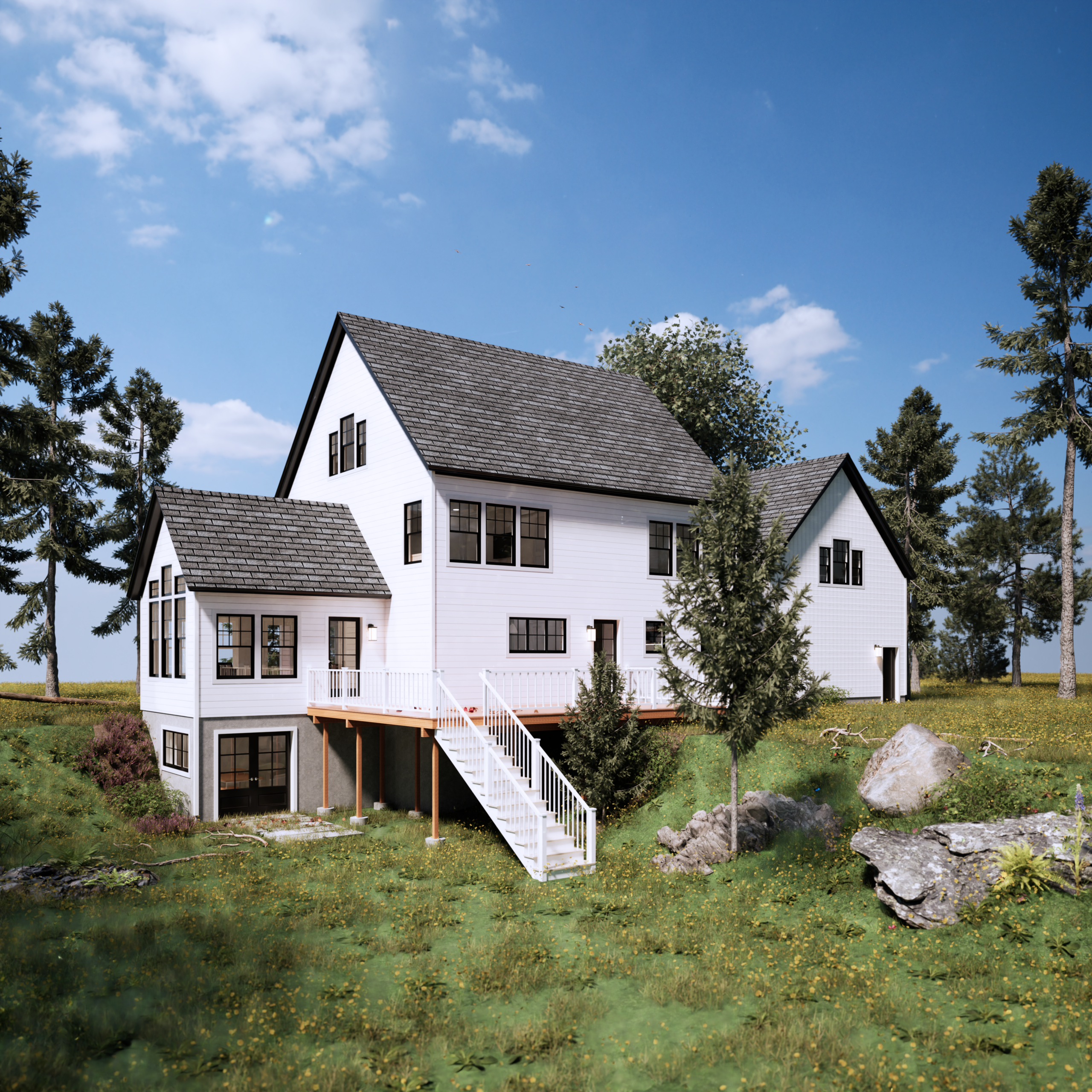 Cedar Farmhouse Exterior Back