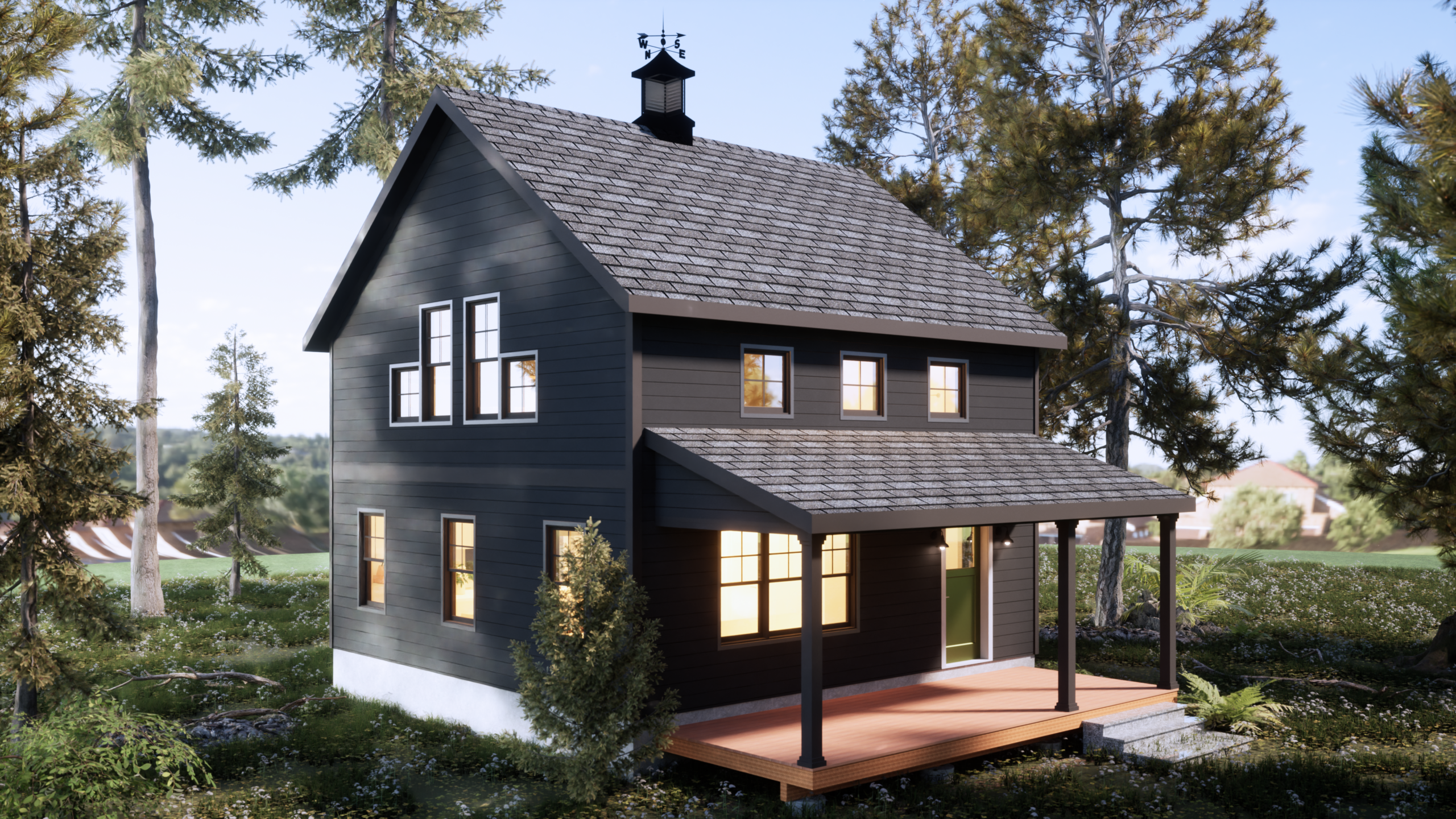 modern exterior with cozy front porch