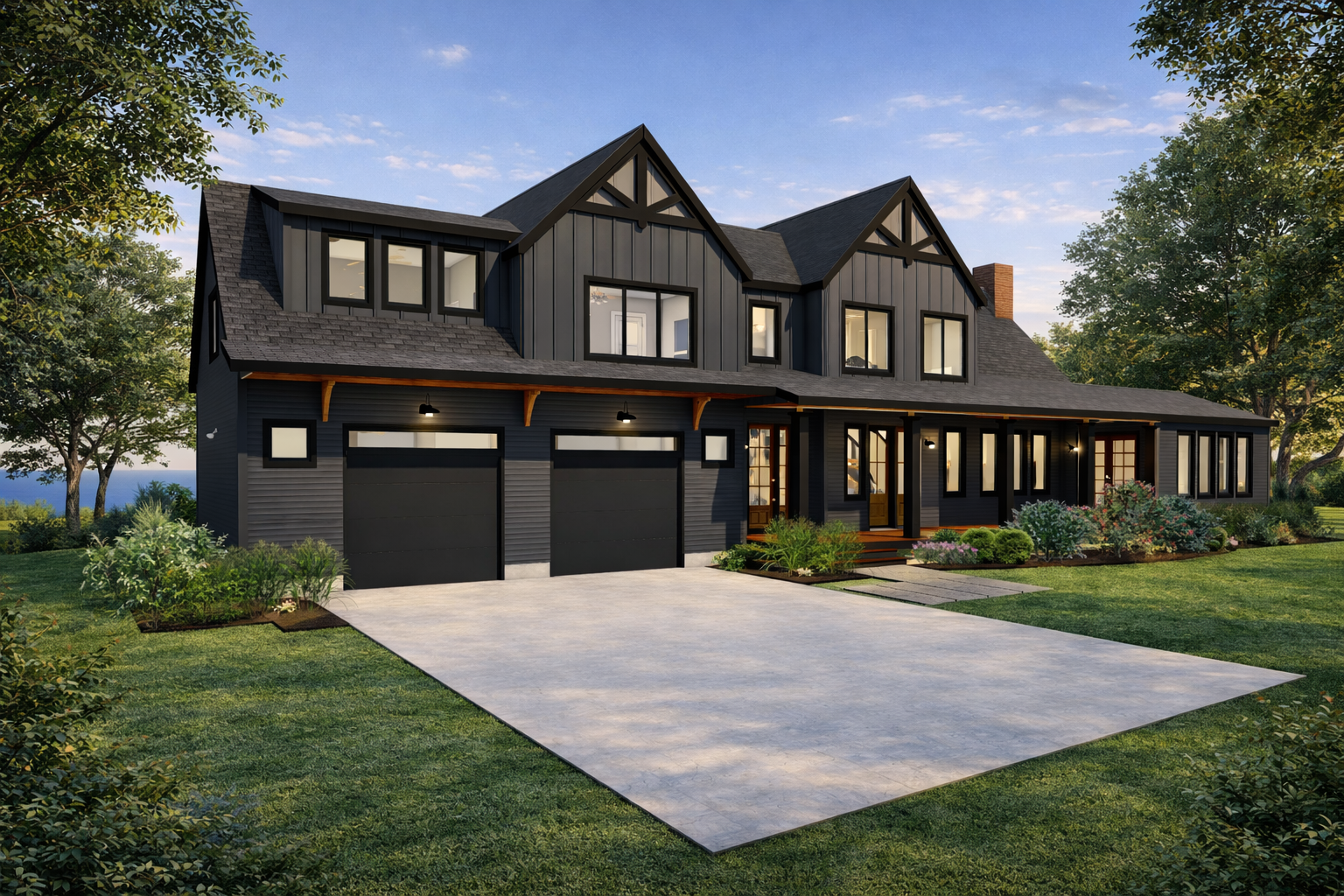 Redwood Modern Farmhouse Home Plan Exterior Front