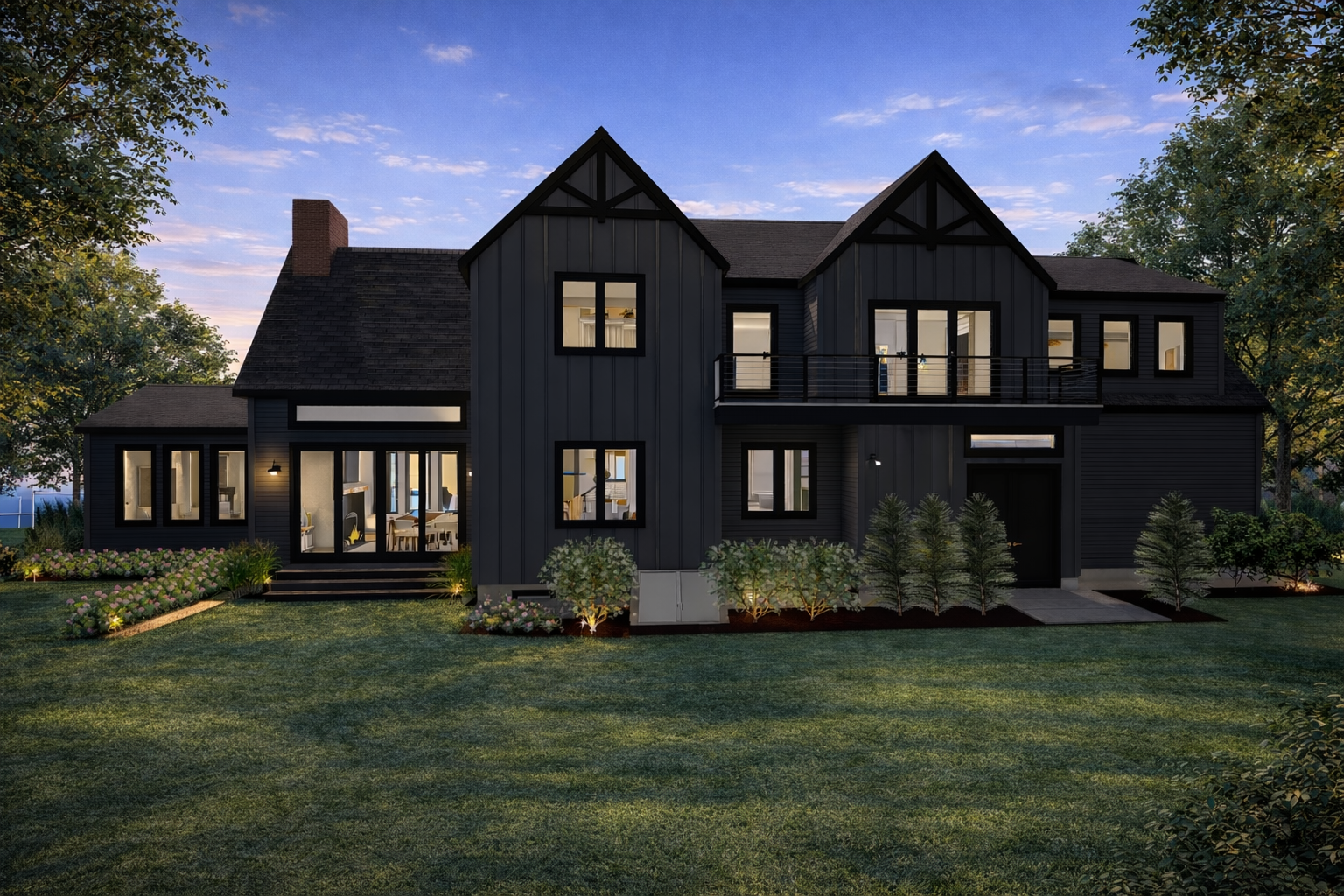 Redwood Modern Farmhouse Home Plan Exterior Back