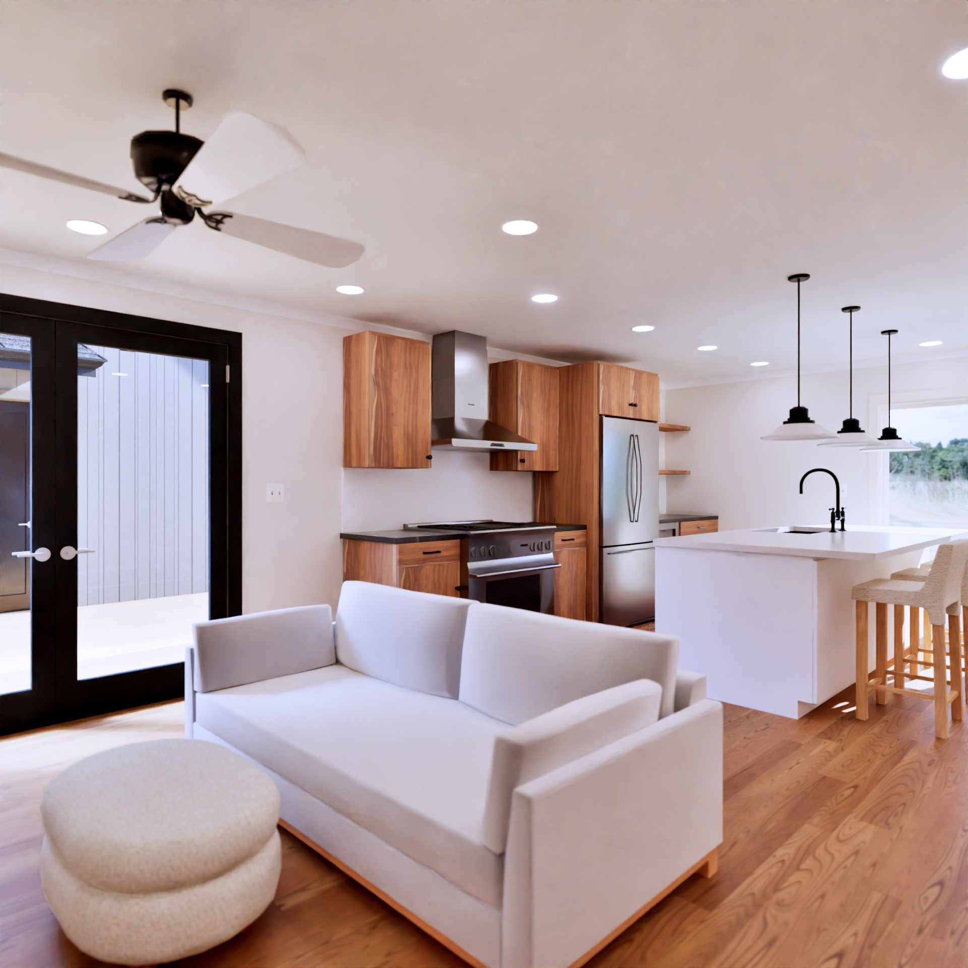 Magnolia Apartment Building Home Plan Kitchen and Living