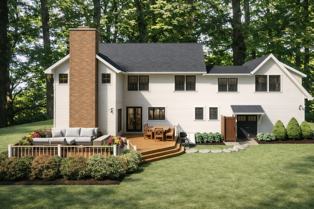 Oak Colonial Home Plan Exterior Back
