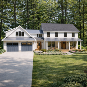 Oak Colonial Home Plan Exterior Front
