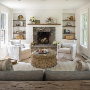 Oak Colonial Home Plan Living Room