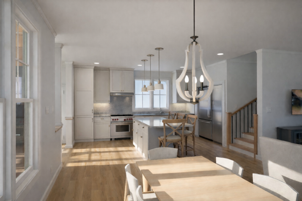 Persimmon Cottage Home Plan Kitchen and Dining
