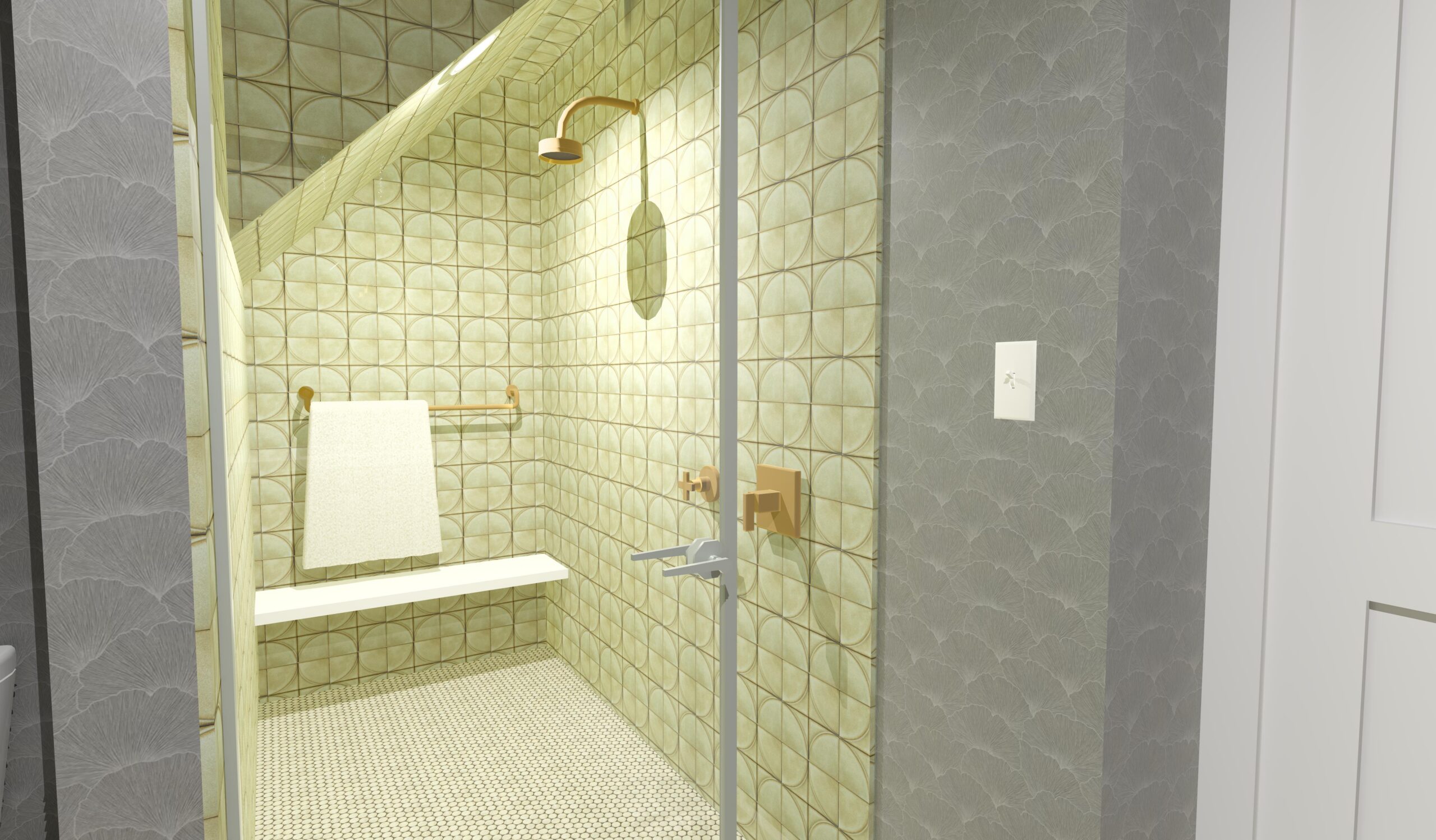 Redbud Cape Home Plan Primary Bathroom Shower