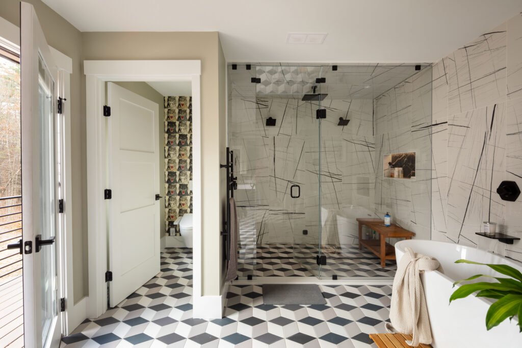 Redwood Modern Farmhouse Home Plan Primary Bathroom
