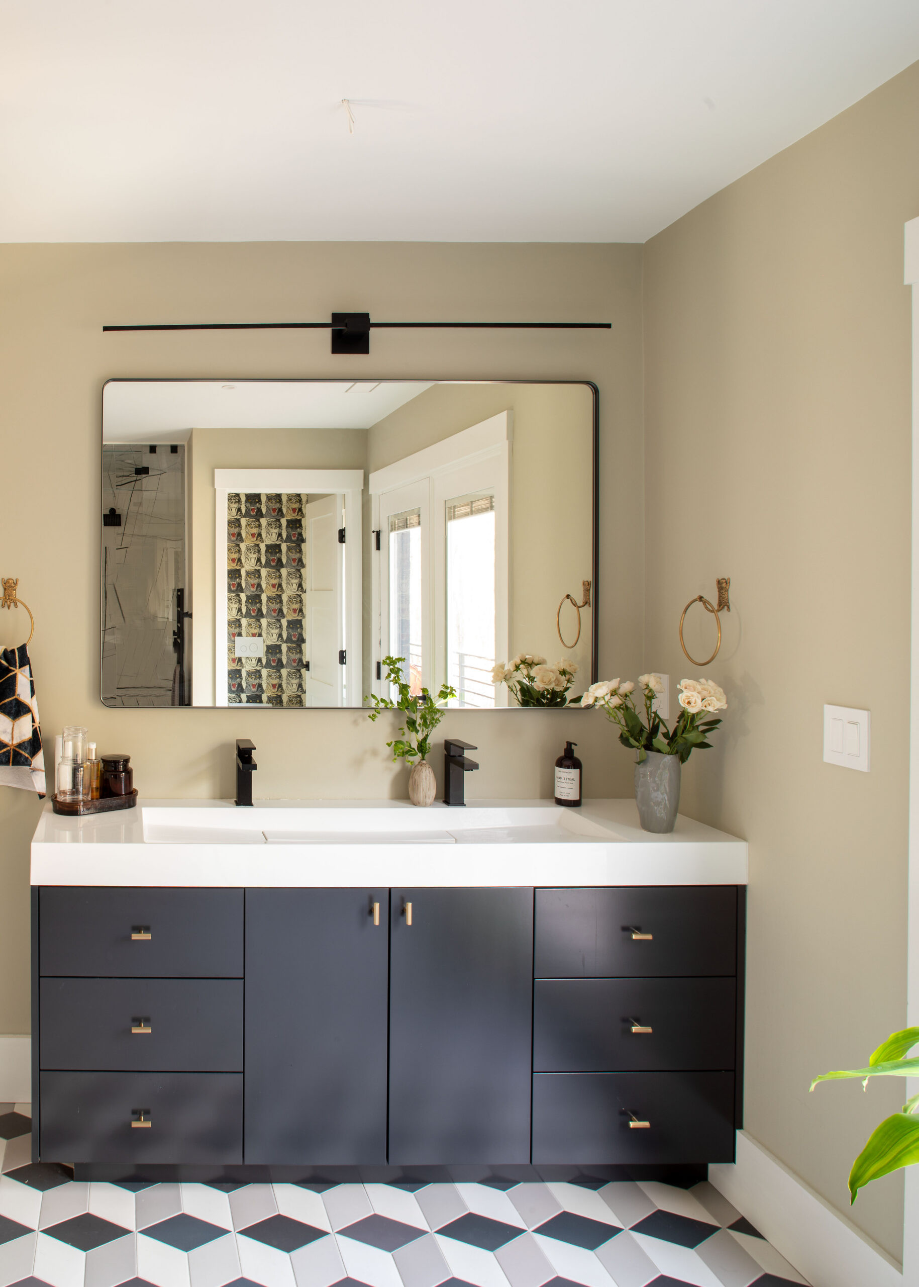 Redwood Modern Farmhouse Home Plan Bathroom Vanity