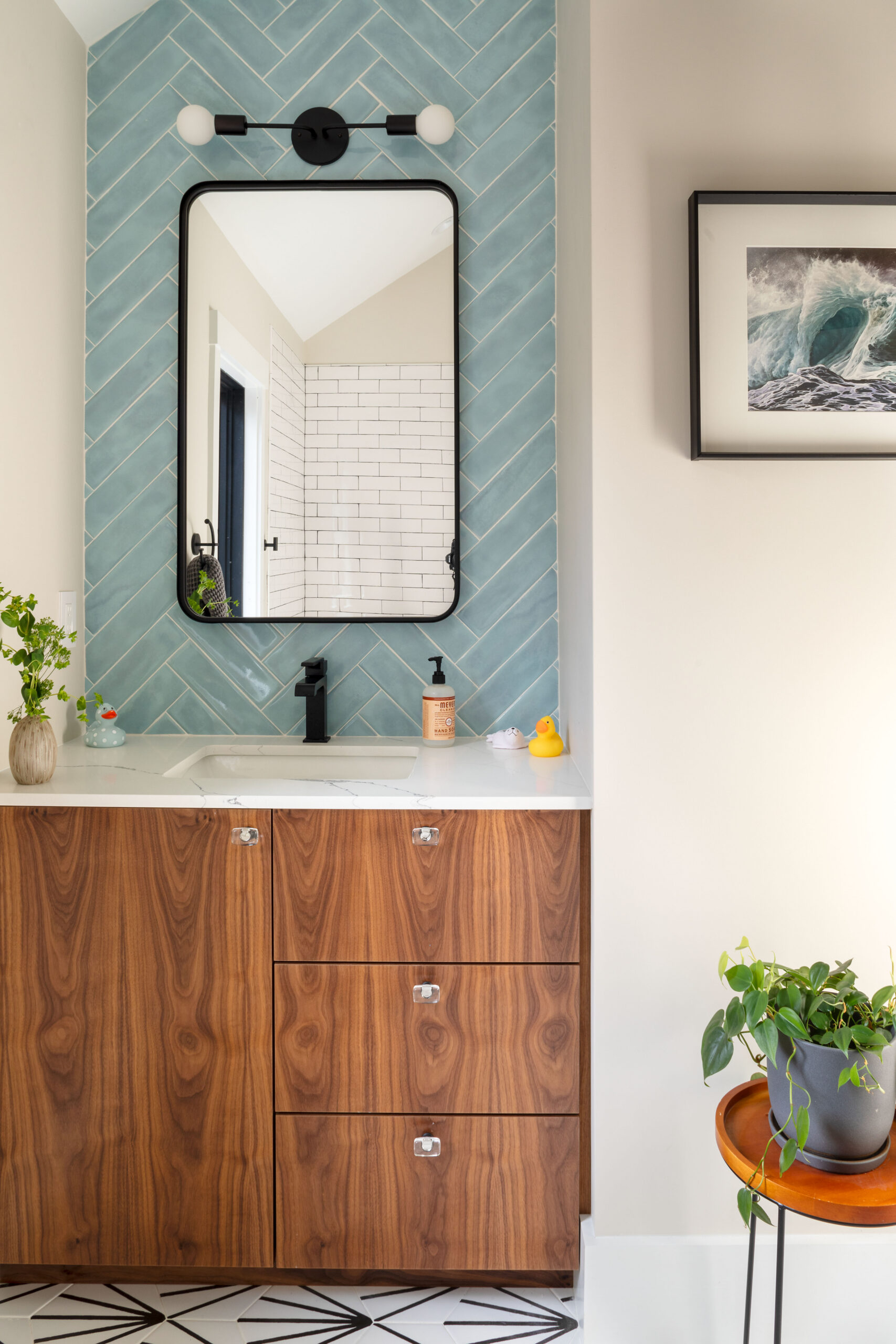 Redwood Modern Farmhouse Home Plan Bathroom Vanity
